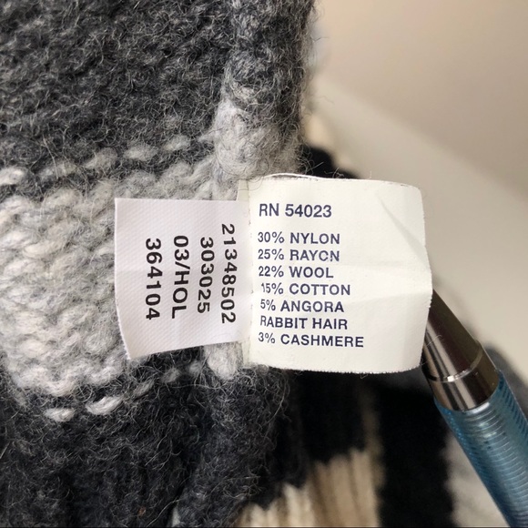 Vintage Gap Women's Black Grey Cream Striped Chunky Turtleneck Sweater S - Picture 11 of 12